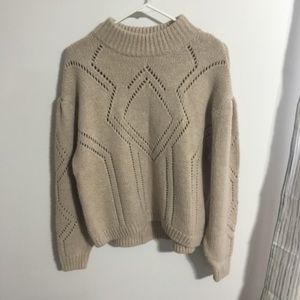 H&M Mock Neck Wool Blend Sweater Tan Sz S